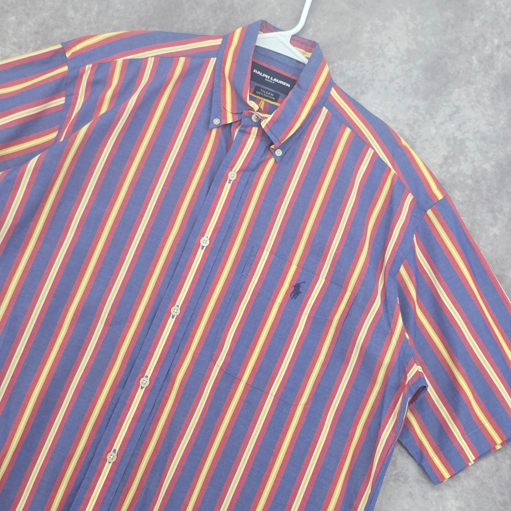 Ralph Lauren Golf‎ Tilden Mens Small Button Down Shirt Blue Red Yellow Striped